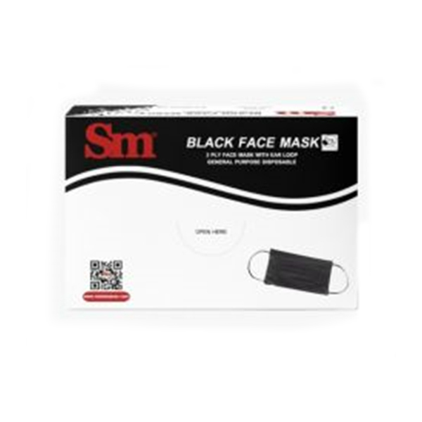 Face Mask 3 Layers Black (50Pcsx40Boxes), 2000 Pcs | Carton