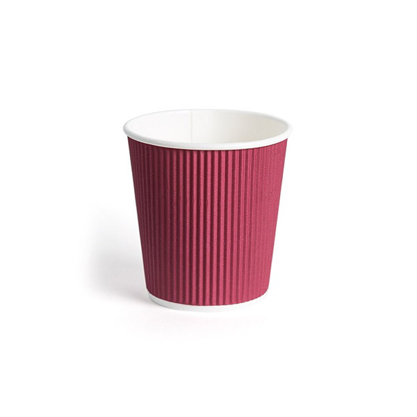 Ripple Paper Cups Red Color Without Cover 8 Oz (25Pcsx20Pkt), 500 Pcs | Carton