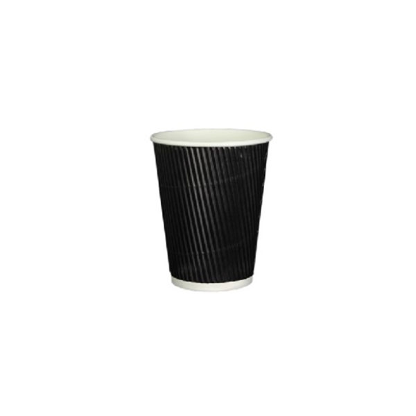 Ripple Paper Cups Black Color Without Cover 8 Oz (25Pcsx20Pkt), 500 Pcs | Carton