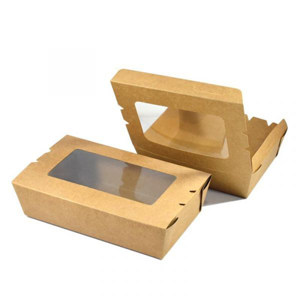 Kraft Takeaway Box with Window 700 ml, 200 Pcs | Carton