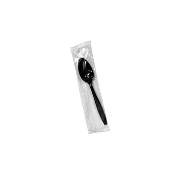 Plastic Spoon Black Color Wrapper VIP, 500 Pcs | Carton