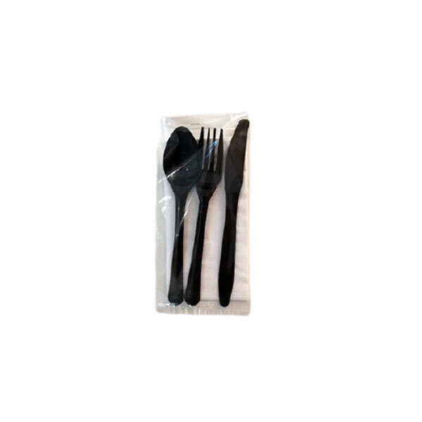 Plastic Black Normal (Knife-Spoon-Fork-Napkin), 500 Pcs | Carton