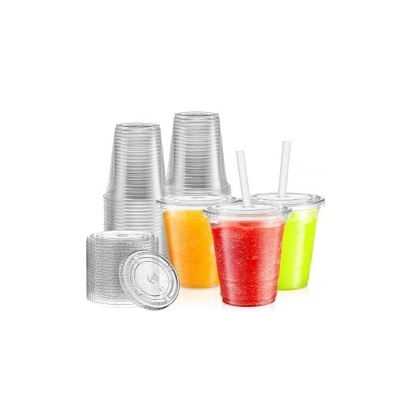 PET Clear Cups with Flat Lid 10 Oz, 1000 Pcs | Carton