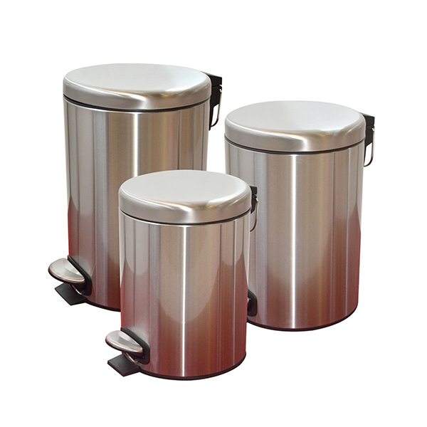 Trash Bin 5 L Silver Stainless Steel with a Foot Boost, 10 Pcs | Carton