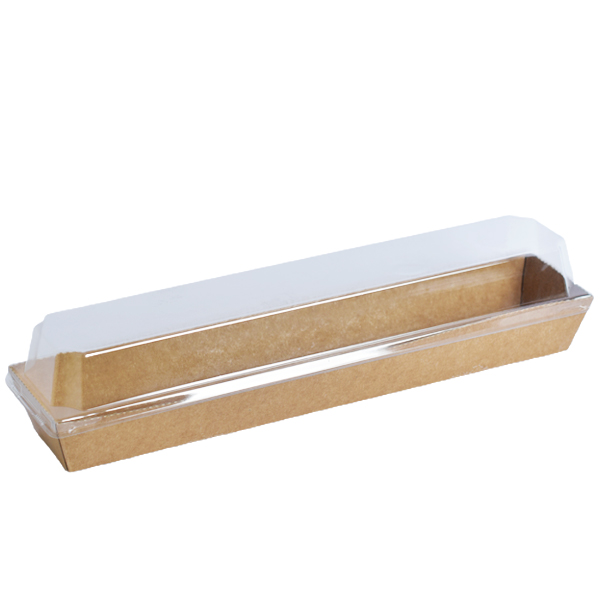 Disposable Sushi Paper Box with Plastic Lid, Size (35Dx65Wx300L), 1000 Pcs | Carton