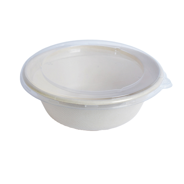 Disposable Sugarcane Plate Fibers Round with Plastic Lid Size 36 Oz, 500 Pcs | Carton