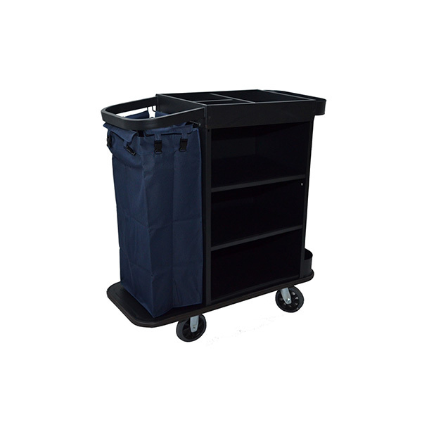 Housekeeping Cart Single Basket Black Steel C-22 B (105 L * 46W * 110 H), 1 pcs