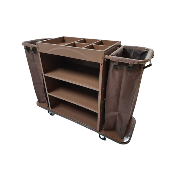 Housekeeping Cart Double Basket Brown Steel C-9B (142 L * 46 W * 110 H), 1 pcs