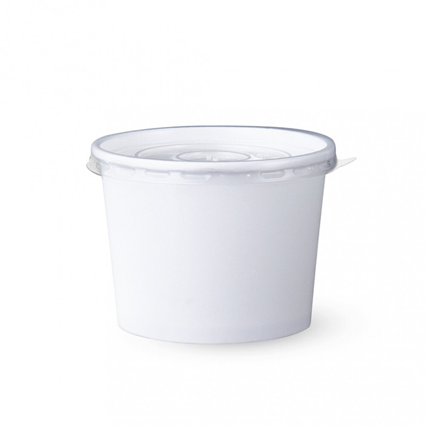 Round Paper Box white color With Plastic Lid Size 14 Oz, 1000 Pcs | Carton