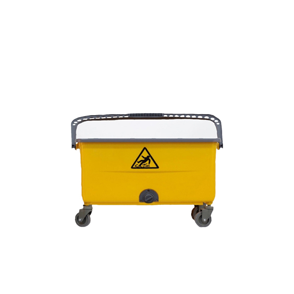 Yellow 55cm Wheeled Glass Mop Pail With Drain Hole