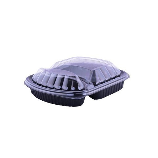 [SH-049] Disposable Microwave SH 2 Comp Black Container With Clear Lid, 250 Pcs | Carton