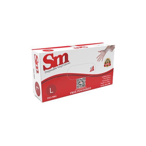 [SM-063] White Non Powdered Vinyl Gloves L (80Pcsx10Boxes), 800 Pcs | Carton