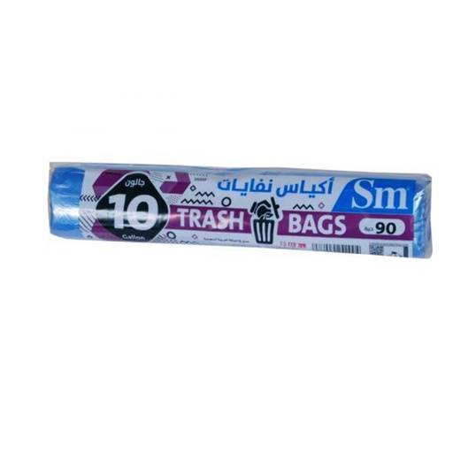 [SM-090] White &amp; Blue Trash Bags Roll 10 Gallons 90 Bags