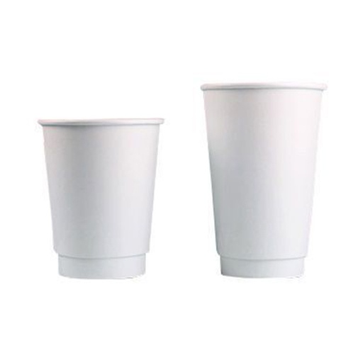 [SM-015] Cappuccino Paper Cups White Double Wall Without Cover 8 Oz, (25Pcsx20Pkt), 500 Pcs | Carton