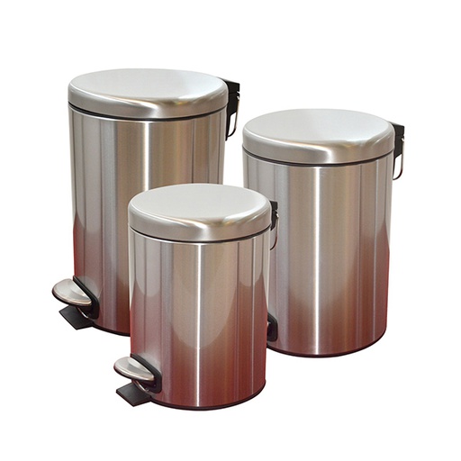 [FR-172] Trash Bin 5 L Silver Stainless Steel with a Foot Boost, 10 Pcs | Carton