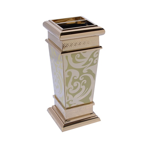 [FR-218] Ashtray + Trash basket Gold Color Steel with Pyramid Base Shape, 1 Pcs