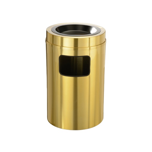 [FR-224] Ashtray + Trash basket Golden Color with Upper Cover, 1 Pcs