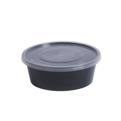 [OB-008] Round Microwave Container Black 250g With Cover, 240 Pcs | Carton