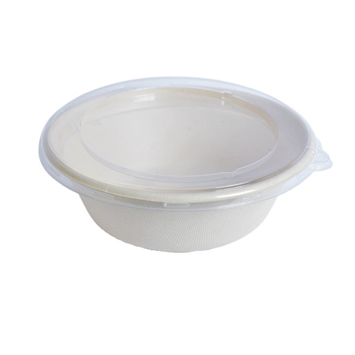 [MT-048] Disposable Sugarcane Plate Fibers Round with Plastic Lid Size 36 Oz, 500 Pcs | Carton