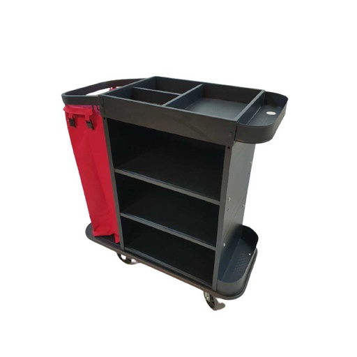 [FR-129] Housekeeping Cart Single Basket Black Steel C-22E (85 L * 45 W *110 H), 1 pcs