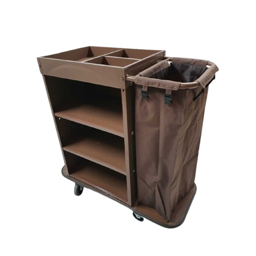 [FR-128] Housekeeping Cart Single Basket Brown Steel C-22 (92 L * 46 W * 110 H), 1 pcs