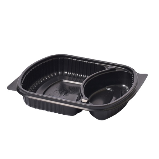 [MT-081] Disposable MicroWave 2 Comp Black Container With Clear Lid, 250 Pcs | Carton